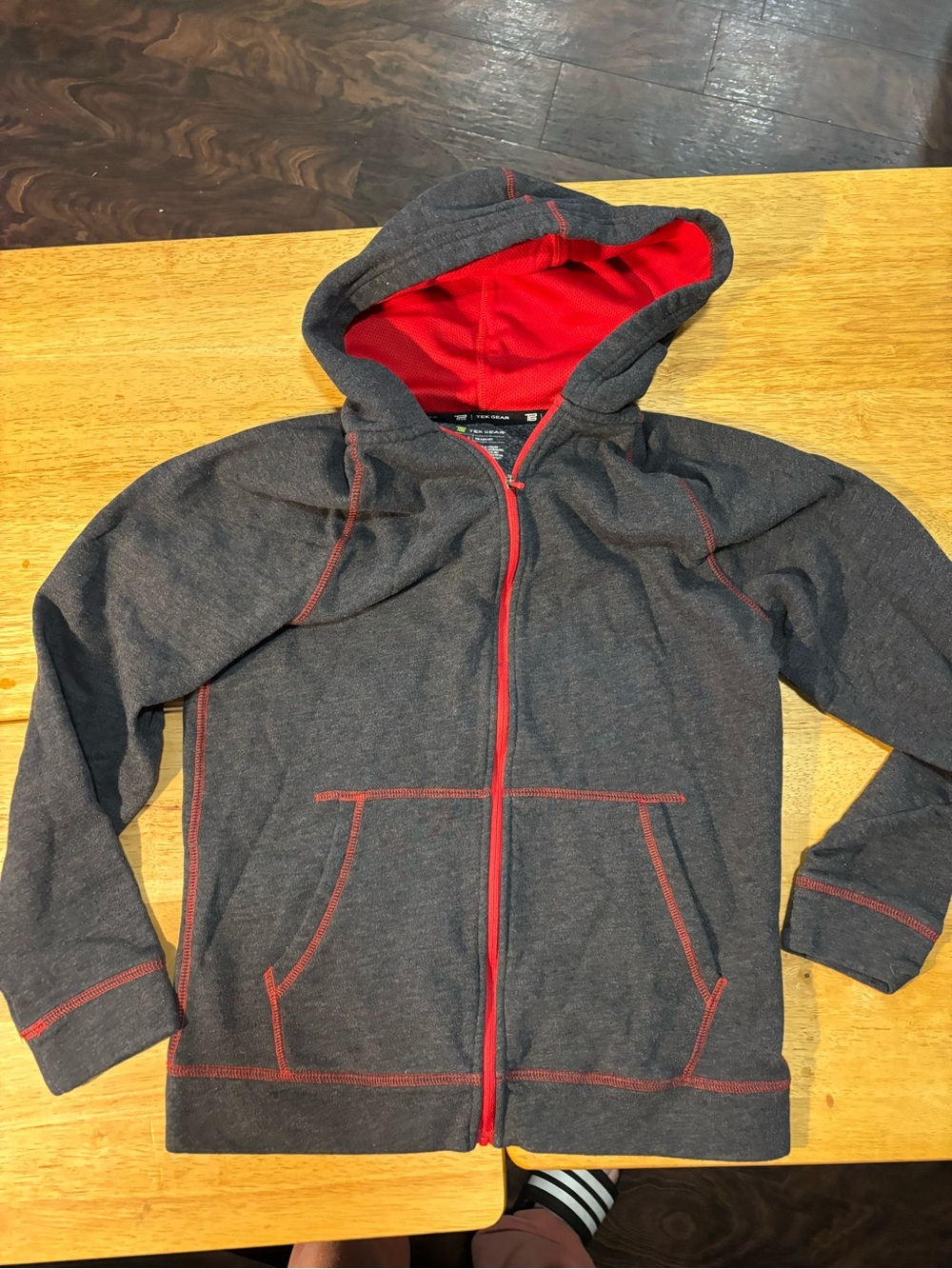 tek gear Charcoal Hoodie with Red Lining and Trim